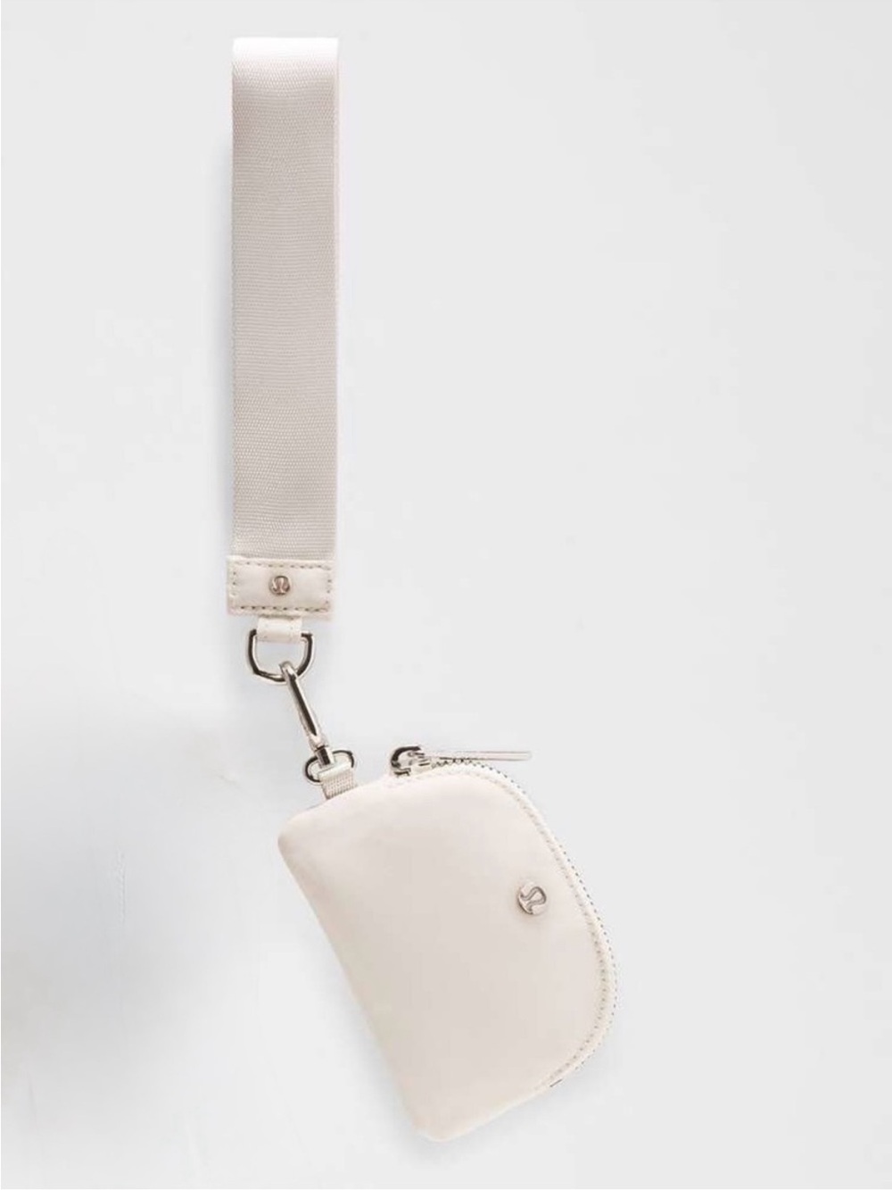 lululemon Dual Pouch Wristlet Bone Cream Zip Wallet Keychain